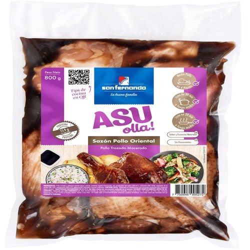 Pollo Trozado Macerado SAN FERNANDO Asu Olla! Sazón Pollo Oriental Bolsa 800g