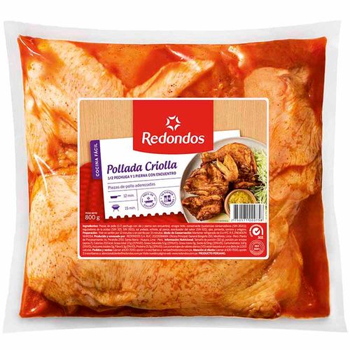 Pollada Criolla REDONDOS Media Pechuga y Pierna con Encuentro Bolsa 800g