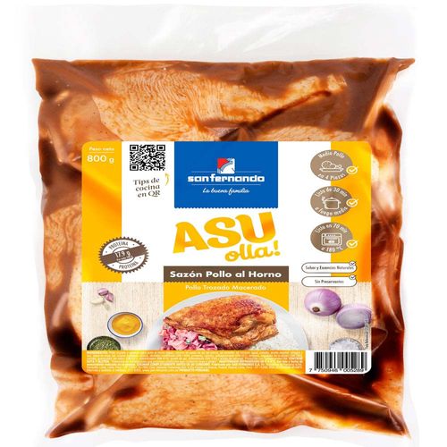 Pollo Trozado Macerado SAN FERNANDO Asu Olla! Sazón Pollo Al Horno Bolsa 800g