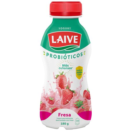 Yogurt Probiótico de Fresa LAIVE Botella 180g