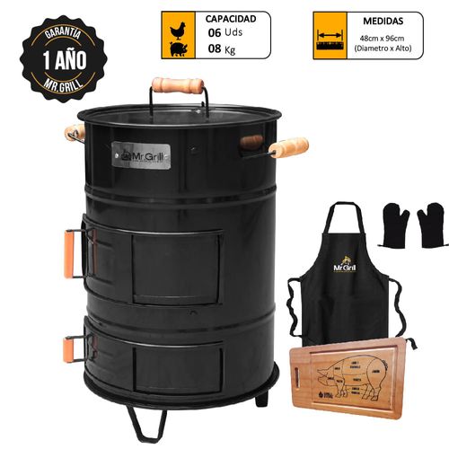 Cilindro Mediano Mr. Grill de Fierro + Manguan + Tabla Pig