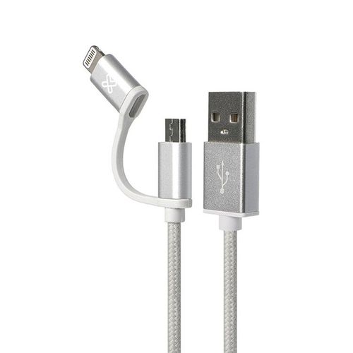 Cable 2 En 1 Klip Xtreme KAC-210SV Con Conector Lightning, Silver (KAC-210SV-B)