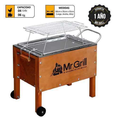 Caja China Mediana Mr. Grill Jr Acero Inox + Parrilla
