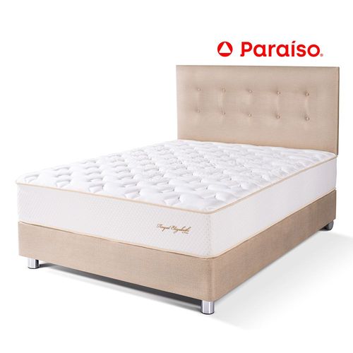 Juego de Dormitorio Paraíso Royal Elizabeth 2 Plazas Champagne + 2 almohadas viscoelásticas + protector