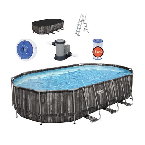 Piscina Estructural Ovalada Bestway Power Steel 20241L 610x366x122cm Gris