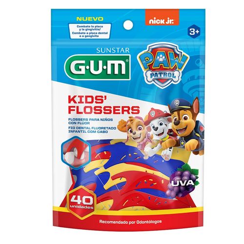 GUM Seda dental con mango - KIDS FLOSSERS PAW PATROL