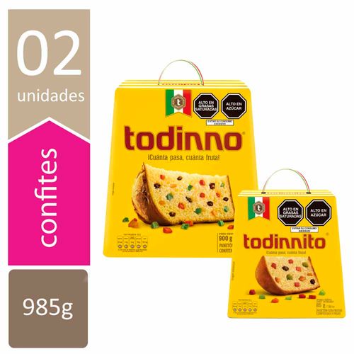 Panetón TODINNO Caja 900g + Panetón TODINNITO Caja 85g