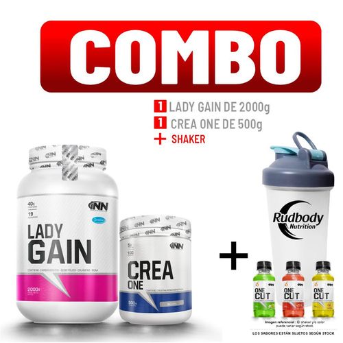 COMBO INNOVATE NUTRITION - LADY GAIN 2 KG. VAINILLA + CREA ONE 500 GR. + SHAKER