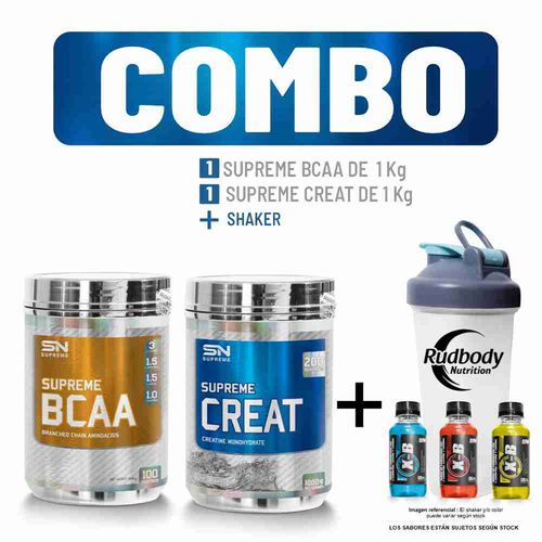 COMBO SUPREME NUTRITION - SUPREME CREAT 1 KG. + SUPREME BCAA 1 KG. FRUIT PUNCH + SHAKER