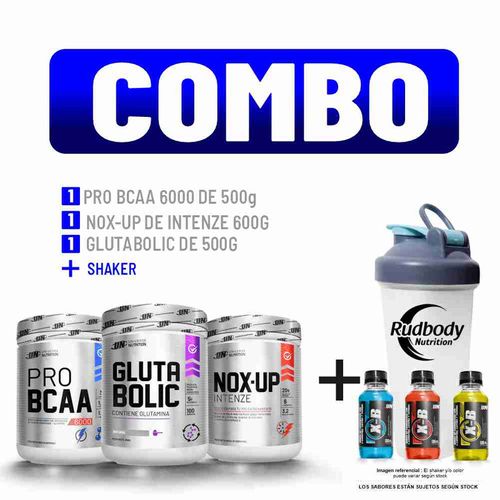 COMBO UNIVERSE NUTRITION - PRO BCAA 6000 500 GR. CITRUS PUNCH + GLUTABOLIC 500 GR. + NOX-UP INTENZE