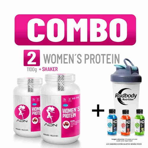 COMBO ADN WOMEN'S - 2 WOMEN'S PROTEIN 1.100 KG. CHOCOLATE + SHAKER