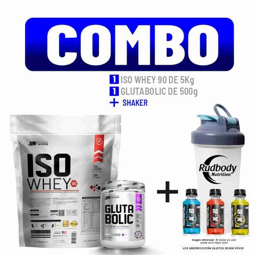 COMBO UNIVERSE NUTRITION - ISO WHEY 90 5 KG. CHOCOLATE + GLUTABOLIC 500 GR. + SHAKER