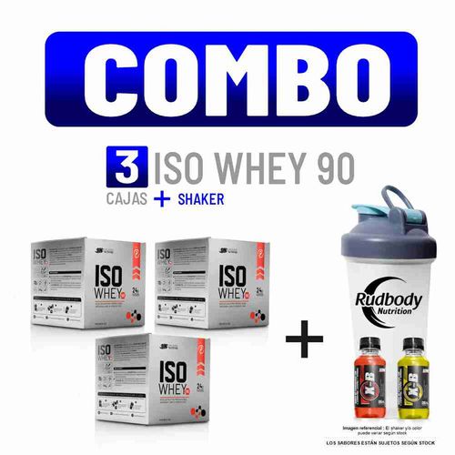 COMBO UNIVERSE NUTRITION - 3 ISO WHEY 90 CAJA 10 UNID. COOKIE + SHAKER