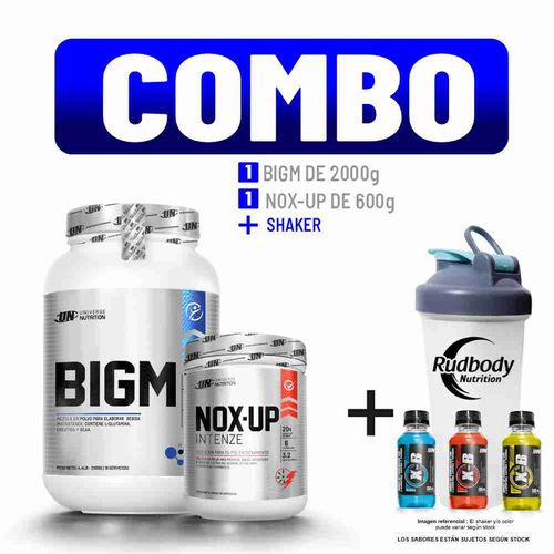 COMBO UNIVERSE NUTRITION - BIGM 2 KG. COOKIE + NOX-UP INTENZE 600 GR. CITRUS PUNCH + SHAKER