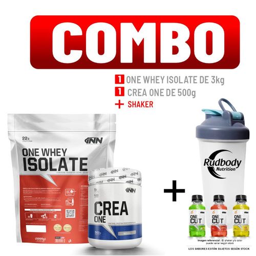 COMBO INNOVATE NUTRITION - ONE WHEY ISOLATE 3 KG. VAINILLA + CREA ONE 500 GR. + SHAKER