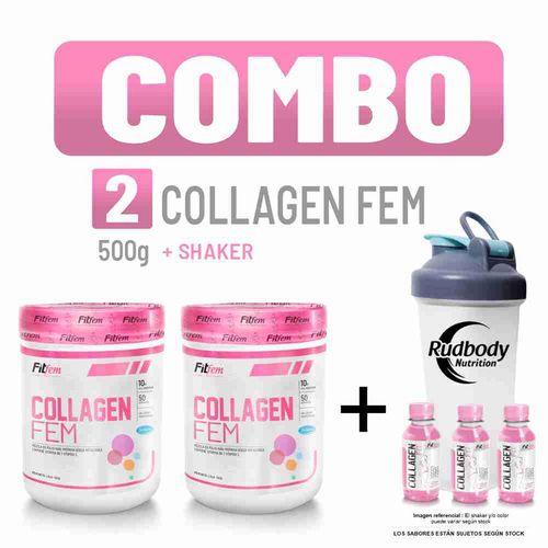 COMBO FITFEM - 2 COLLAGEN FEM 500 GR. FRUIT PUNCH + SHAKER