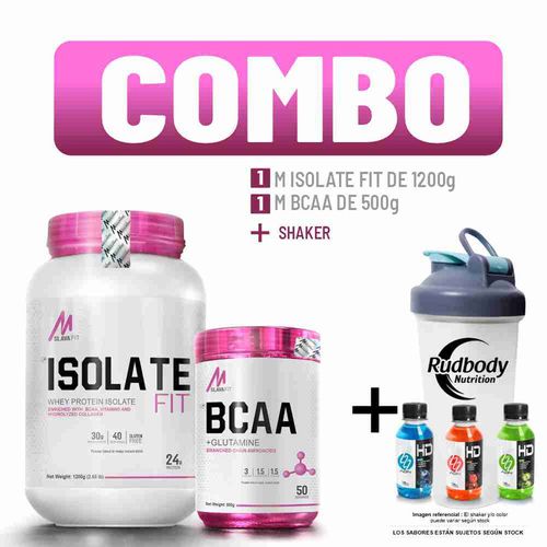 COMBO MSLAVA FIT - ISOLATE FIT 2.650 LIBRAS CHOCOLATE + BCAA 500 GR. CITRUS PUNCH + SHAKER