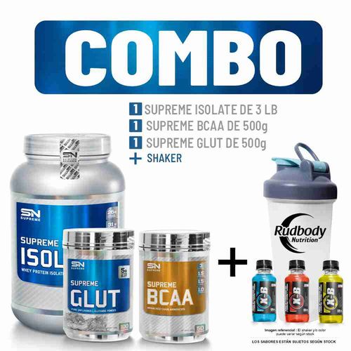 COMBO SUPREME NUTRITION - SUPREME ISOLATE 3 LIBRAS VAINILLA + SUPREME BCAA 500 GR. BLUEBERRY + SUPRE