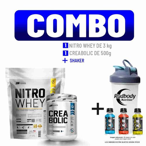 COMBO UNIVERSE NUTRITION - NITRO WHEY 3 KG. COOKIE + CREABOLIC 500 GR. + SHAKER