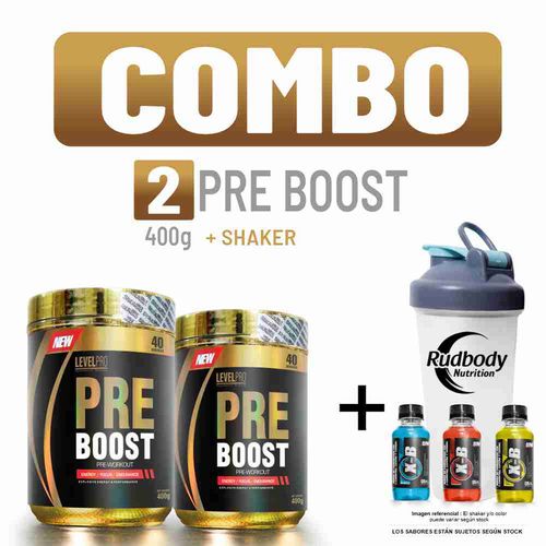 COMBO LEVEL PRO - 2 PRE BOOST 400 GR. FRUIT PUNCH + SHAKER