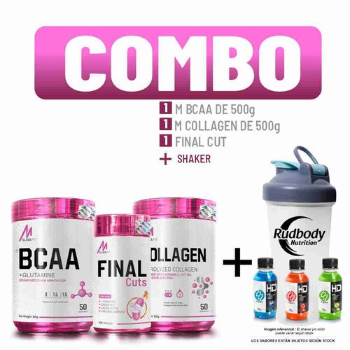 COMBO MSLAVA FIT - BCAA 500 GR. FRUIT PUNCH + COLLAGEN 500 GR. FRUIT PUNCH + FINAL CUTS 120 CAPS. +