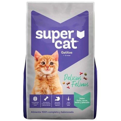 Alimento para Gatos SUPERCAT Adulto Pollo, Carne, Leche y Pescado Bolsa 9Kg