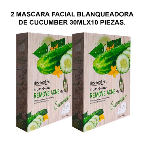 2 Mascaras Faciales Blanqueadoras de Pepino 30mlx10 piezas.