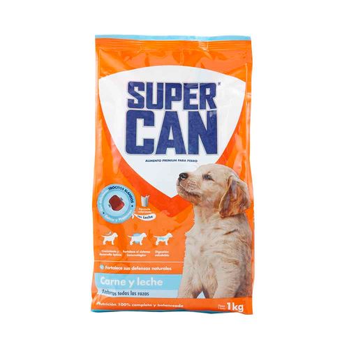 Comida para Perros SUPERCAN Cachorros Sabor Carne y Leche Bolsa 1Kg