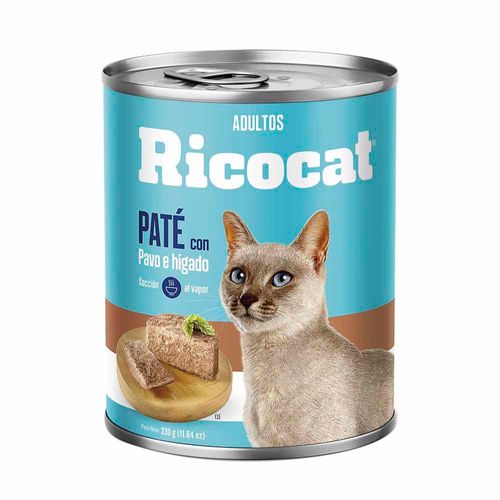 Comida para Gatos RICOCAT Adultos Paté Pavo e Hígado Lata 330g