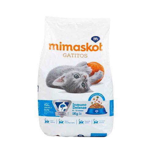 Comida para Gatos MIMASKOT Gatitos Sabor Pollo, Carne y Leche Bolsa 1Kg