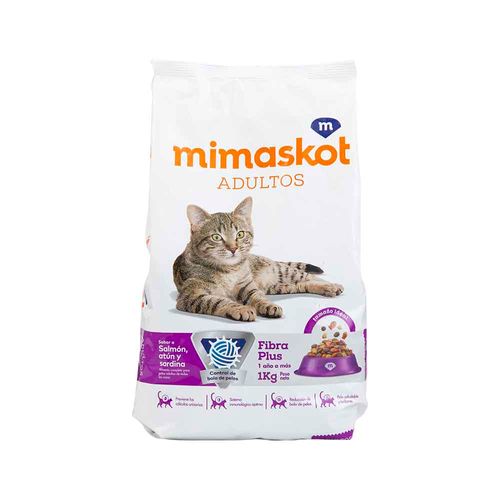 Comida para Gatos MIMASKOT Gatos Sabor Salmón, Atún y Sardina Bolsa 1Kg