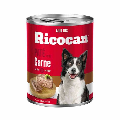 Comida para Perros RICOCAN Adultos Paté con Carne Lata 330g