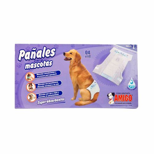 Pañal para Mascotas Súper Absorbente Talla L Caja 4un