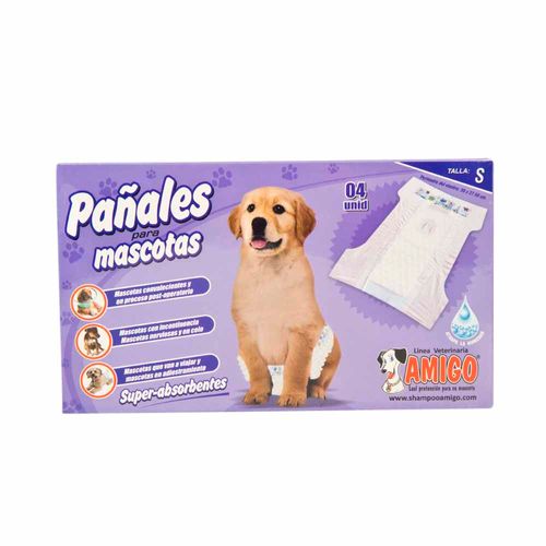 Pañal para Mascotas Súper Absorbente Talla S Caja 4un