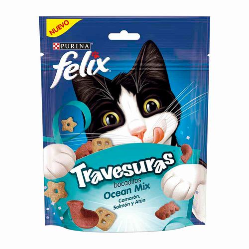 Comida para Gatos FELIX Mix Bocaditos Camarón, Salmón y Atún Doypack 60g