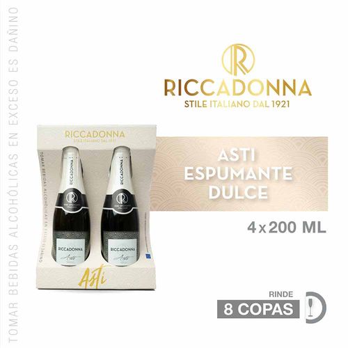 Espumante RICCADONNA Asti Botella 200ml Paquete 4un