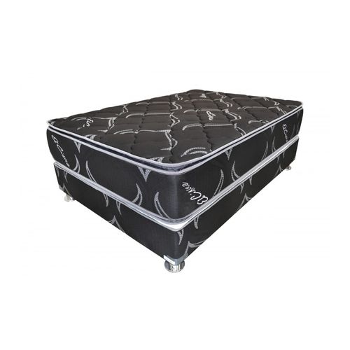 Conjunto Box Tarima CISNE Black Resorte 1.5 Plazas + Almohada + Protector