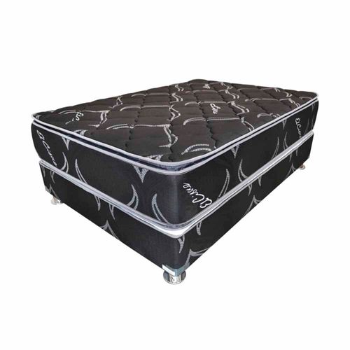 Conjunto Box Tarima CISNE Black Resorte Queen + 2 Almohadas + Protector