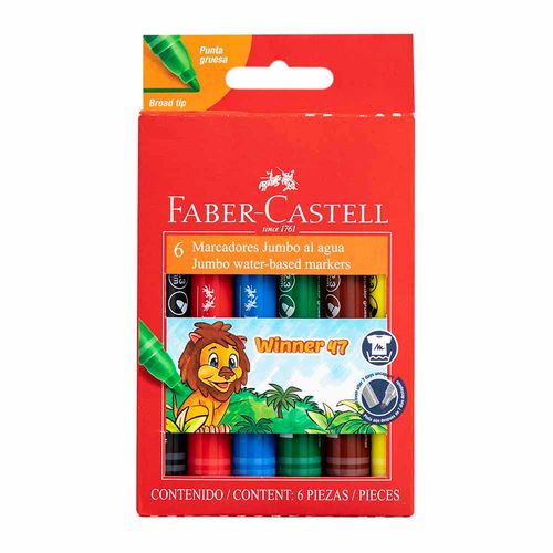 Plumón FABER-CASTELL Jumbo Agua Winner 47 Caja 6un