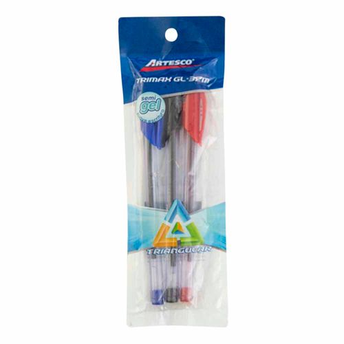 Bolígrafo TRIMAX GL-32M Azul, Negro y Rojo Blister 3un