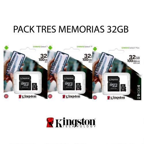 Memoria Micro SD 32GB Kingston - Pack tres unidades