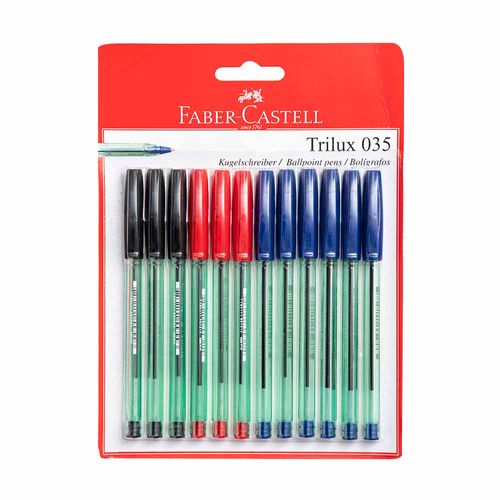 Bolígrafos FABER-CASTELL Trilux 035 Colores Blister 12un