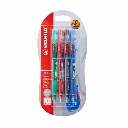 Bolígrafo STABILO Marathon Tinta Seca Paquete 4un