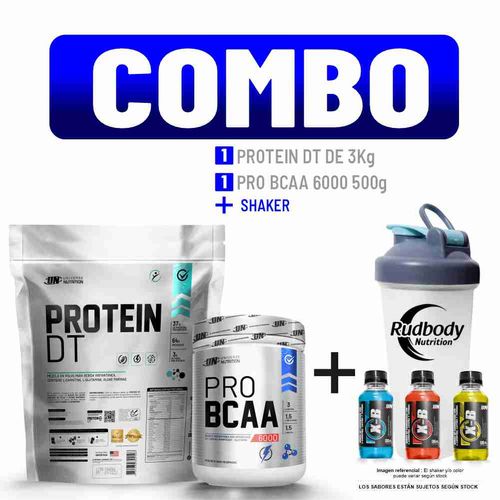 COMBO UNIVERSE NUTRITION - PROTEIN DT 3 KG. CHOCOLATE + PRO BCAA 6000 500 GR. MANZANA + SHAKER