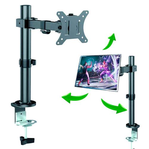 Rack para Monitor Vesa hasta 32 pulg. Regulable 100x100 75x75 8kg 180° Acero Brazo Tubo TU