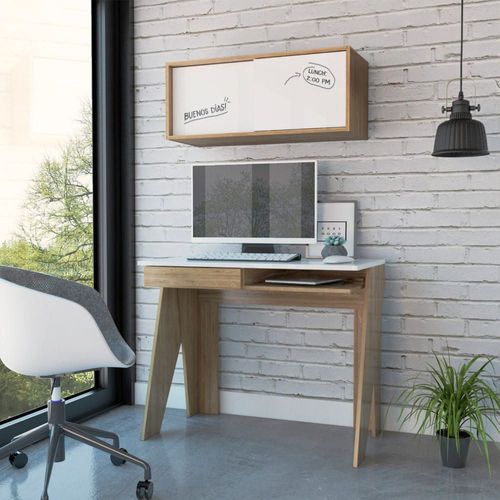 Escritorio + Gabinete Note - Blanco Hg / Miel