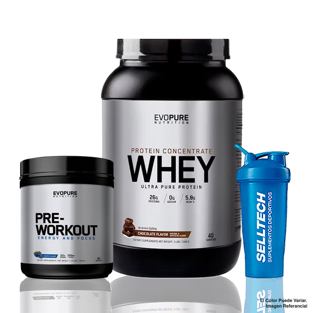 Pack Whey Concentrate 3Lb Chocolate + Pre Workout 500gr Uva Shopstar