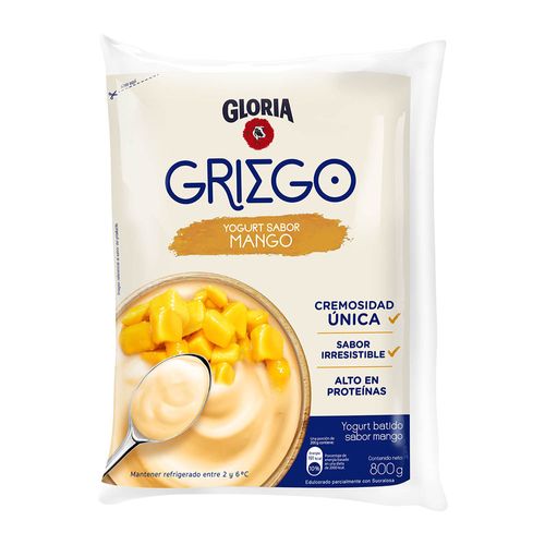 Yogurt Griego GLORIA Sabor a Mango Bolsa 800g