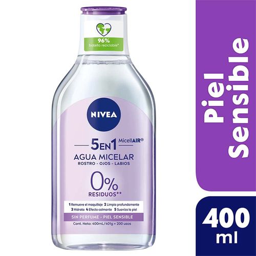 Agua Micelar NIVEA Piel Sensible 5 en 1 Frasco 400ml