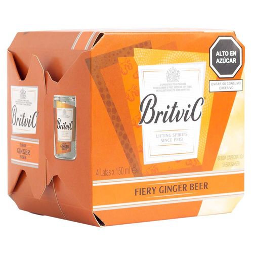 Pack Ginger Beer BRITVIC 4 Pack Lata 150ml